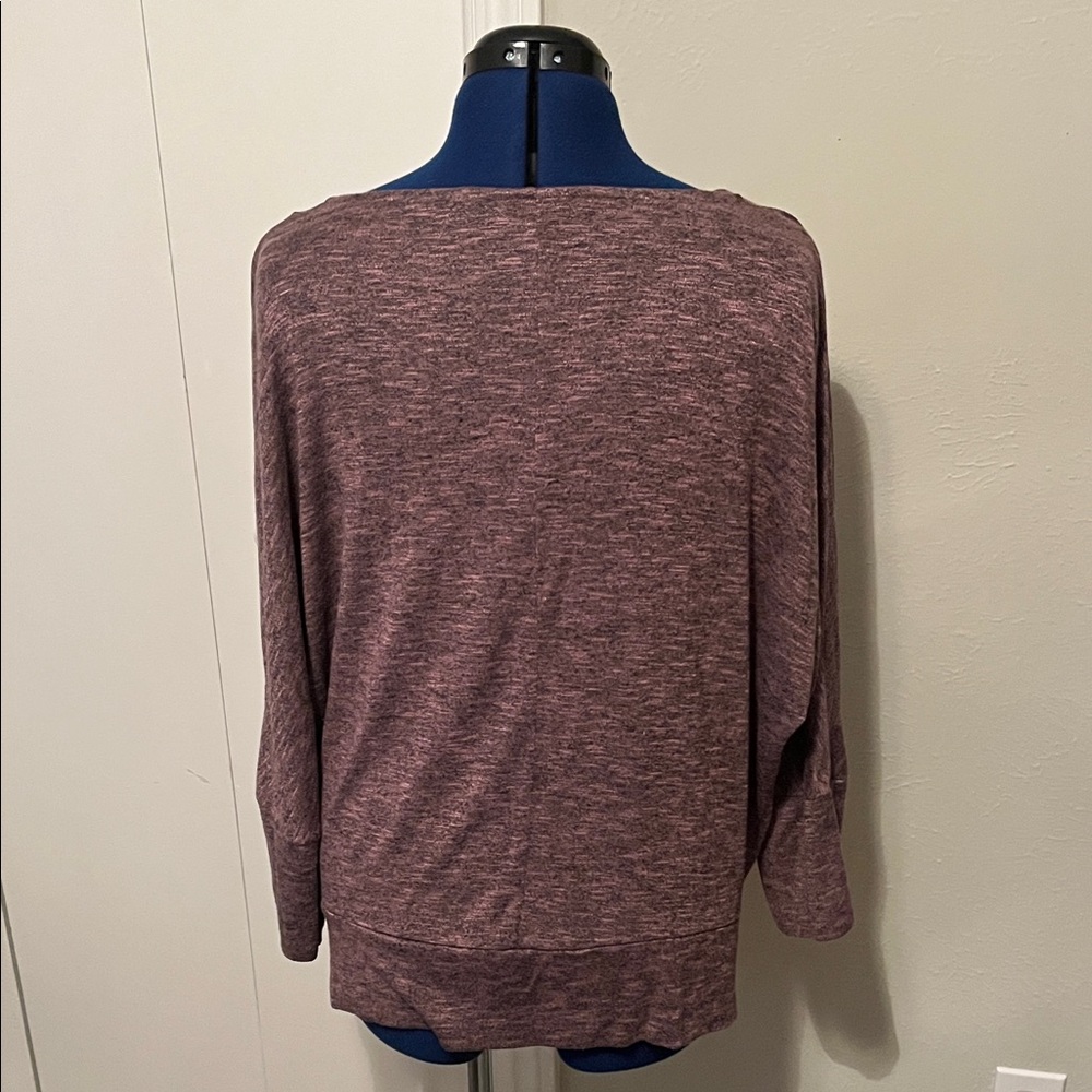 Jennifer Lopez 3/4 Sleeve Heather Purple Sweater Top Draped Neck | Size XXL - Picture 2 of 11